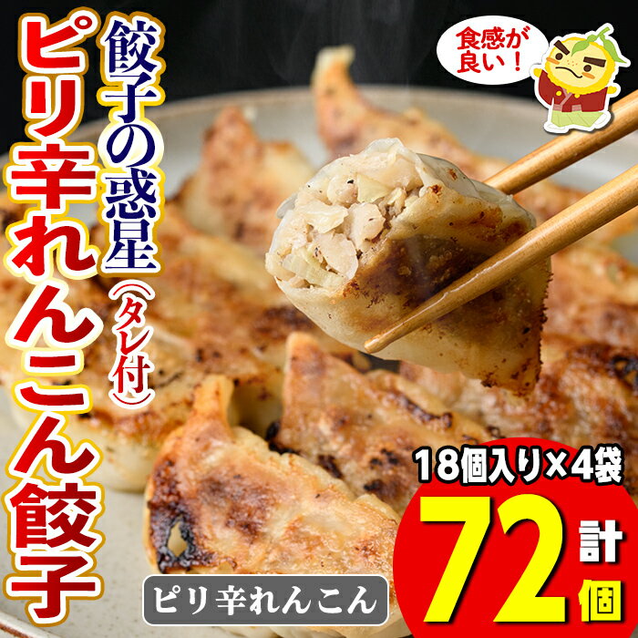 【ふるさと納税】餃子の惑星のピリ辛れんこん餃子(合計72個)ビールが恋する香辛料のきいた餃子をお楽しみください!【m06-17】【株式会社夢職人】