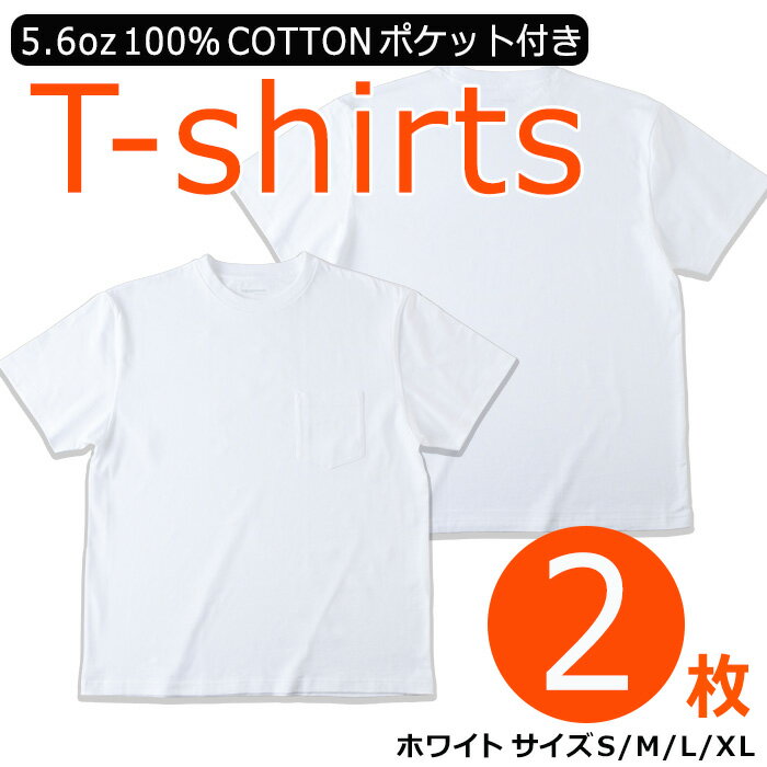 【ふるさと納税】＜数量限定＞ 肌にやさしい！5.6oz天竺コットン100％Tシャツ(2枚・S～XL)インナー アウター 便利　ポケット付き 半袖 シンプル ホワイト 白 綿 MADE by OSAKA MINOO-CITY レディース メンズ【m35-01】【スポーツライフスタイルラボ】