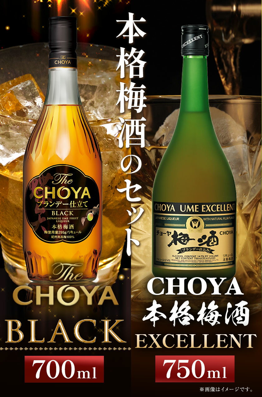 【ふるさと納税】The CHOYA BLACK 700ml The CHOYA EXCELLENT エクセレント 750ml 計2本 セット 飲み比べ 羽曳野商工振興株式会社《30日以内に出荷予定(土日祝除く)》大阪府 羽曳野市 送料無料 梅酒 梅 酒 CHOYA チョーヤ チョーヤ梅酒 お酒 紀州 南高梅 black