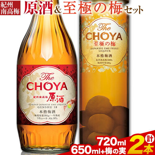 【ふるさと納税】THE CHOYA 紀州南高梅原酒 720ml 至極の梅 650ml 計2本 セット 飲み比べ 羽曳野商工振興株式会社《30日以内に出荷予定(土日祝除く)》大阪府 羽曳野市 送料無料 梅酒 梅 酒 CHOYA チョーヤ チョーヤ梅酒 お酒 紀州南高梅 至極の梅