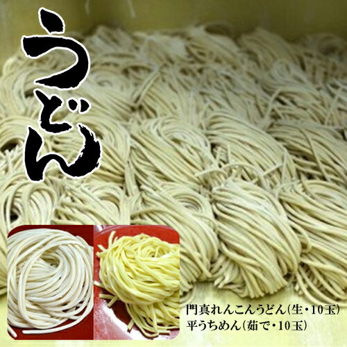 門真れんこんうどん(生・10玉)・平うちめん(茹で・10玉)[門真れんこん うどん フリーズドライパウダー オリジナルの麺 口あたり滑らか 門真蓮根100% 大阪府 門真市 ]