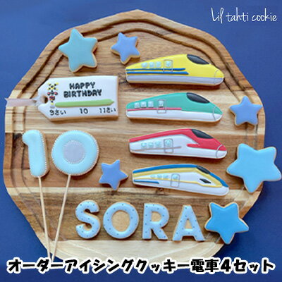 【ふるさと納税】オーダーアイシングクッキー【電車4セット】　【 お菓子 焼菓子 クッキー 可愛い おいしい 手作り 甘さ控えめ お誕生日 お子様 プレゼント用 オススメ 】のサムネイル