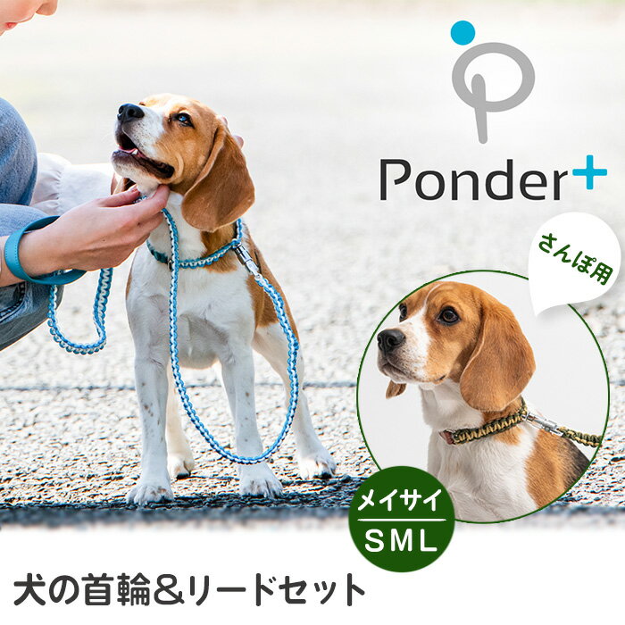 犬の首輪&リードセット さんぽ用 ポンダープラス メイサイ / ペット用品 犬用品 ペットグッズ 散歩グッズ ワンタッチ 着脱簡単 ロック付き 高耐久 おしゃれ 丈夫 カラフル ハンドメイド 手作り 手編み パラコード 革 レザー 送料無料 大阪府