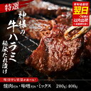 【ふるさと納税】 【 スピード発送 】2種類の味から選べる特選神様の牛ハラミ(焼肉だれ/味噌だれ) 【 希少 牛肉 ハラミ サガリ おすすめ 秘伝だれ 焼肉だれ...