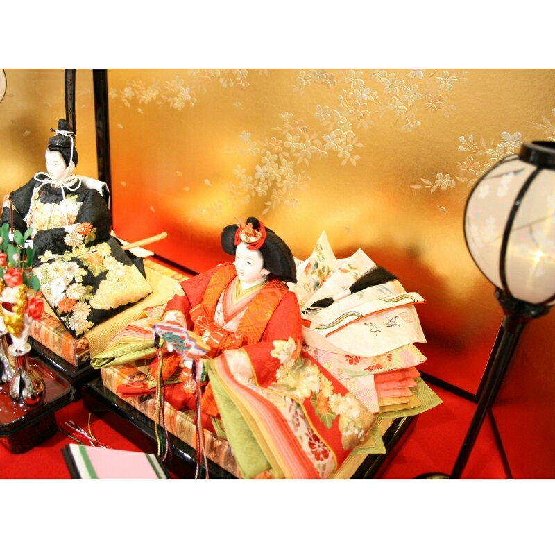 【ふるさと納税】 雛人形　三段五人毛せん飾り【 雛人形 三段 五人飾り おひな様 刺繍 松寿 毛氈飾り 送料無料 】