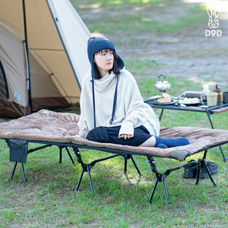 [DOD] キャナリーコット( CB1-996-BK )[ DOD コット ベッド 組立簡単 ゆったり寝られる レバー式 広々 ワイドサイズ キャンプ ファミリー アウトドア 送料無料 ]