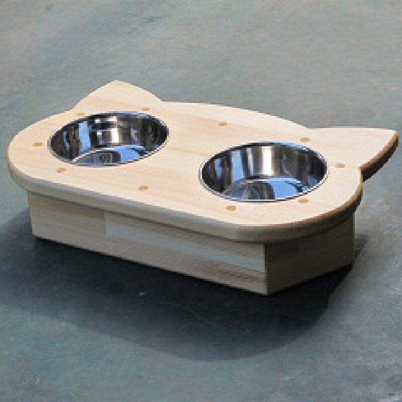 手作り木製2椀付きペット用食器Ver.2(少し小さめ)