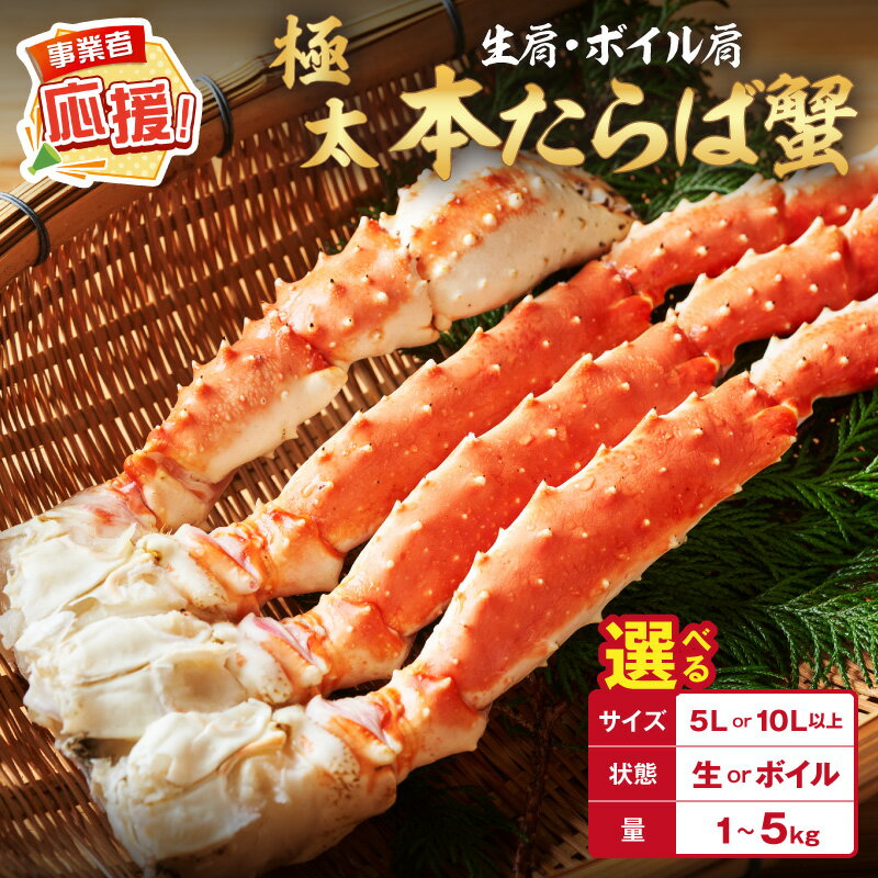 [年内配送]数量限定 選べる サイズ・内容量 ![極太5Lサイズ][超極太10L以上メガサイズ]本たらば蟹 生肩 ボイル肩 1kg 2kg 2.5kg 5kg[ふるさと納税3.0]