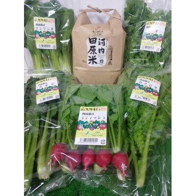 【ふるさと納税】四條畷産・大阪産(おおさかもん)野菜3〜5品目とお米2kgの詰め合わせ【配送不可地域:離島・北海道・沖縄県】【1052609】