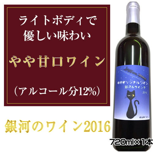 【ふるさと納税】No.037 銀河のワイン2016　720ml×1本 ／ お酒 平成28年度全国果樹・技術経営コンクール農林水産大臣賞受賞 アルコール 送料無料 大阪府