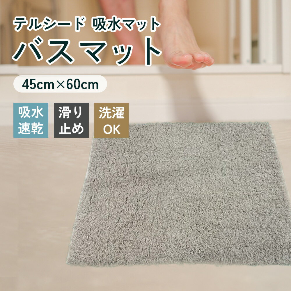 吸水マット (バスマット) テルシード / 吸水マット バスマット 速乾 足ふき 吸水力 高吸水 さらっと感 脱衣所 風呂 速乾バスマット 滑り止め 洗濯機対応 生活雑貨 日用品 大判マット No.253