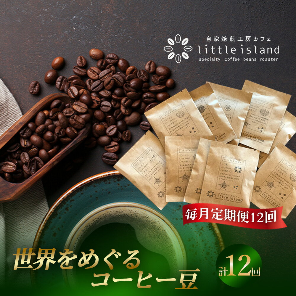 【ふるさと納税】 【毎月定期便12回】世界をめぐるコーヒー豆 250g ／ コーヒー豆 定期便 珈琲 定期便 コーヒー 焙煎豆 自家焙煎 コーヒーセット 飲み比べ コーヒーギフト 自宅カフェ 大阪府 No.385