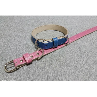 【ふるさと納税】ペット用品(首輪) 牛革シボ型押しラメカラー・ピンク首輪#30【1657324】