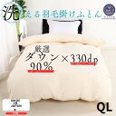 【ふるさと納税】【洗える】羽毛掛けふとんクイーン日本製ダウン90%無地クリーム抗菌防臭防ダニ立体キルト【1236851】