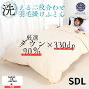 名称 羽毛布団セミダブル二枚合わせ 合掛ふとん0.9kg/肌掛ふとん0.4kgオールシーズン対応 クリーム 発送時期 2024年4月より順次発送※生産・天候・交通等の事情により遅れる場合があります。 提供元 株式会社アネックス（忠岡町） 配達外のエリア なし お礼品の特徴 セミダブルサイズ170x210cm〈合掛布団〉・〈肌布団〉がホックで1枚の冬布団に早変わり。合掛布団とは、冬用の掛布団と夏用の肌布団との間の掛布団です。肌布団は、初夏や真夏のクーラーのかかったお部屋でお休みになるときにやさしい感触がほっとします。オールシーズン対応。側生地は綿15%　ポリエステル85%。肌ざわりが良く、カサカサという生地の音も無く、とにかく軽量です。 ダウン90%・かさ高135mm。ダウンパワー330dpの羽毛を使用。〈合掛布団〉には0.9kg・〈肌布団〉には0.4kg充填しております。 5x5マス　1層立体キルト。ムラ無く全体的に均一な暖かさを保ち、からだにフィットしやすいキルトです。品質保証【3年間】日本製。 ・パワーアップ加工 ・ピーチスキン加工 ・ダウンプルーフ加工 ・立体キルト加工 ・ループ8ヶ所付き、ホック8ヶ所付き 株式会社アネックスの自社工場にて原毛をきれいに洗浄して、国内パワーアップ加工により不純物を取り除き、軽くてふっくらボリューミーな羽毛へ生まれかわりました。羽毛布団の暖かさは中身のダウンがどれだけ空気を含む事が出来るかによって決まります。同じダウン量でも、パワーアップ加工の有無で空気の含有量に大きな差が生じるため、株式会社アネックスでは断然パワーアップ加工を施した羽毛布団をオススメ致します。ソフトケース入り　カバー固定用ループ8ヵ所付 ■生産者の声 セミダブルサイズ170cmx210cm。かさ高135mm以上・ダウンパワー330dp以上の上質なダウン90%を贅沢に合掛布団には0.9kg・肌布団には0.4kgも使用した高品質な羽毛布団です。綿15% ポリエステル85% 国内洗浄を行い、パワーアップ加工を施しております。その為しっかりとした衛生加工で、より安心してより快適にご利用いただけます。生地にも風合いと丈夫さを重視し、とても肌触りの良い生地を使用いたしております。防臭の薬剤を添加したり、洗浄した羽毛を高温で急速乾燥すると羽毛が傷んでしまい、耐久性の心配があります。しかし、当店では、時間をかけて羽毛に優しいパワーアップ加工を施しておりますので、とてもふっくらとした羽毛に仕上がり、より快適にご使用いただけます。もちろん「抗菌・消臭」も施された清潔な羽毛ふとんに出来上がっております。どうぞ安心してご利用ください。 ■お礼品の内容について ・羽毛布団セミダブル二枚合わせ[羽毛布団 二枚合わせ セミダブルサイズ×1 サイズ:170×210cm] 　　原産地:日本/製造地:日本/加工地:日本 ■原材料・成分 ダウン90%　合掛ふとん:0.9kg/肌ふとん:0.4kg 入り 合掛ふとんと肌ふとんをホックで留めて使用　オールシーズン使用できます。 側生地は綿15%　ポリエステル85% ■注意事項/その他 ※画像はイメージです。 ・ふるさと納税よくある質問はこちら ・寄附申込みのキャンセル、返礼品の変更・返品はできません。あらかじめご了承ください。