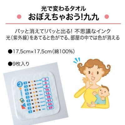 【ふるさと納税】光に当たると文字が浮き出る!不思議なタオルハンカチ 9枚組(光)【1427133】