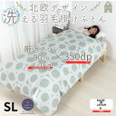 【ふるさと納税】【洗える】羽毛合い掛け布団シングル 羽毛1.2kg 北欧デザイン グリーン抗菌防臭【1443744】