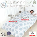 【ふるさと納税】【洗える】羽毛布団シングル 羽毛1.2kg 北欧デザイン グレー抗菌防臭加工あったかい日本製【1443820】