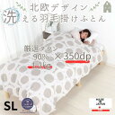 【ふるさと納税】【洗える】羽毛布団シングル 羽毛1.2kg 北欧デザイン ベージュ抗菌防臭加工あったかい日本製【1443834】