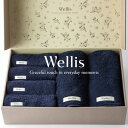 【ふるさと納税】Wellis【極上の肌心地】フェイスタオル4枚・バスタオル2枚 ギフトセット ネイビー(009_5035_03)