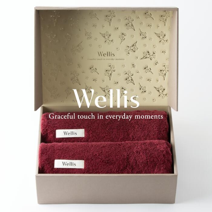 Wellis[極上の肌心地]バスタオル2枚 ギフトセット ボルドー(009_5040_04)