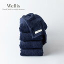 【ふるさと納税】Wellis【極上の肌心地】フェイスタオル4枚 ネイビー(009_5118)