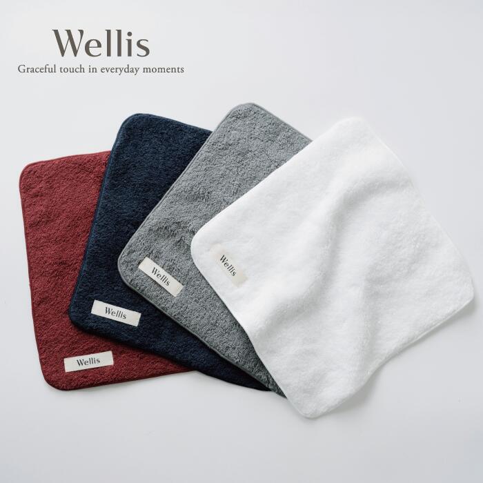 【ふるさと納税】Wellis【極上の肌心地】タオルハンカチ4枚 ネイビー（009_5134）