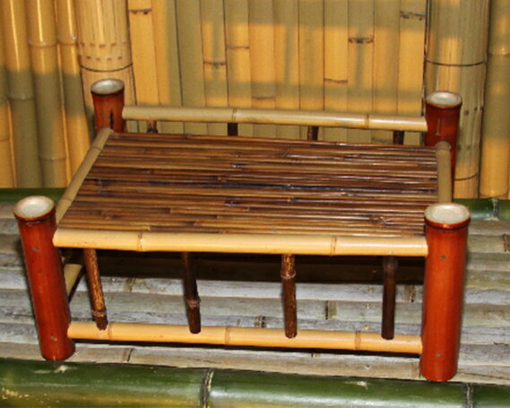 竹の花台 ／ 竹 花台 天然竹 手作り 玄関 床の間 庭 飾り 小物 台 民芸品 工芸品 竹工品 高さ15cm 幅40cm 奥行25cm 常温便 No.197