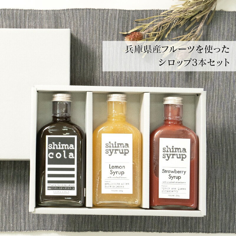 兵庫県産フルーツを使ったシロップ3本セット [ 飲料 ドリンク ホテル レストラン こだわり コーラ レモン イチゴ 炭酸 ミルク お酒 美味しい アウトドア キャンプ ]