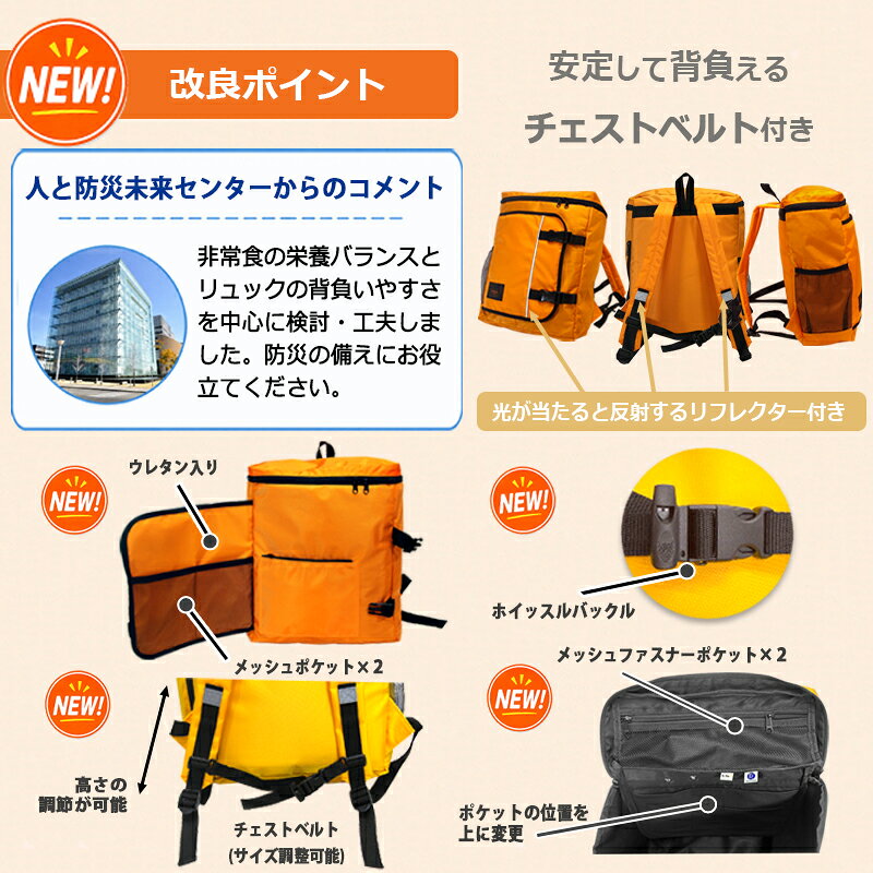 【ふるさと納税】【人と防災未来センター協力】1人用 45点防災グッズ 豊岡産 / 防災グッズ 防災用品 防災リュック 防災バッグ 防災鞄 災害時 非常時 備え 対策 お水 防災セット トイレ 備蓄 非常用 簡易 非常食 飲料水 簡易トイレ 5年保存 長期保存 災害 非常用 防災グッズ f280003-hyogo-10000537 兵庫県 サンプル画像2
