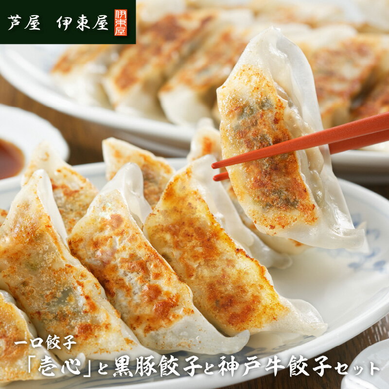 【ふるさと納税】芦屋 一口餃子「壱心」と黒豚餃子と神戸牛餃子セット 1.2kg 66個 / 人気 おすすめ セット ぎょうざ 餃子 中華 冷凍 冷凍餃子 簡単調...
