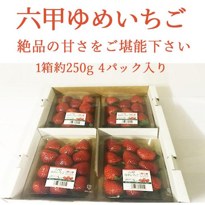 【ふるさと納税】六甲ゆめいちご1箱 約250g×4パック