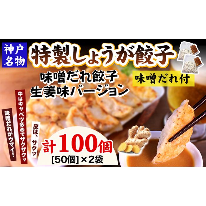 【ふるさと納税】【ギョーザ専門店イチロー】特製しょうが餃子100個（味噌だれ付）