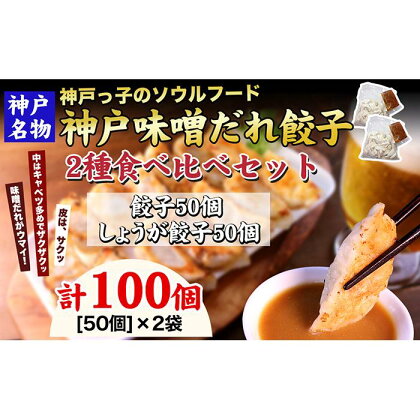 【ギョーザ専門店イチロー】神戸名物 味噌だれ餃子2種 計100個　（餃子50個、しょうが餃子50個） 食べ比べセット