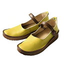 【ふるさと納税】【グッドデザイン賞受賞】手を使わずに脱ぎ履きできる! 職人手作り ストラップシューズ KAYAK カヤック 靴 レディース【マスタード/25.5cm】