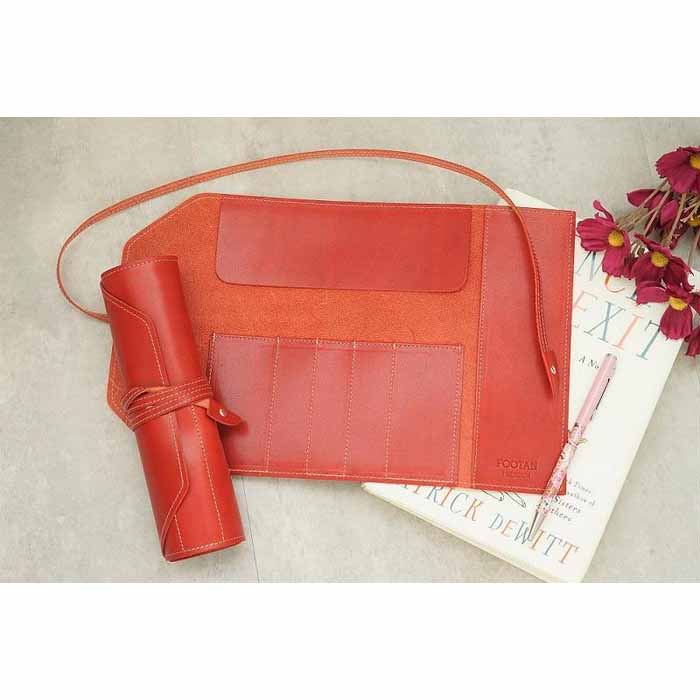 【ふるさと納税】本革 ロールペンケース【ワインレッド】