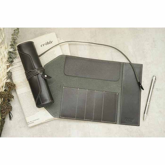 【ふるさと納税】本革 ロールペンケース【ブラック】