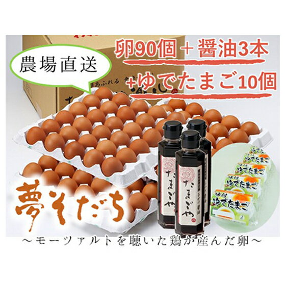 激安ブランド ふるさと納税 夢そだち たまご90個 玉かけ醤油3本 味付けゆで卵10個 卵 醤油 しょうゆ 卵加工品 セット 完売 Lgbthistorymonth Com