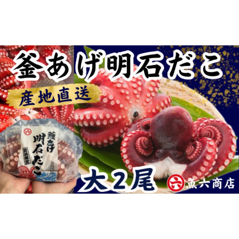 魚介類・水産加工品(タコ)人気ランク60位　口コミ数「2件」評価「5」「【ふるさと納税】ほんまにうまい　釜あげ明石だこ 大 2尾　【魚貝類・タコ・魚貝類・加工食品】」