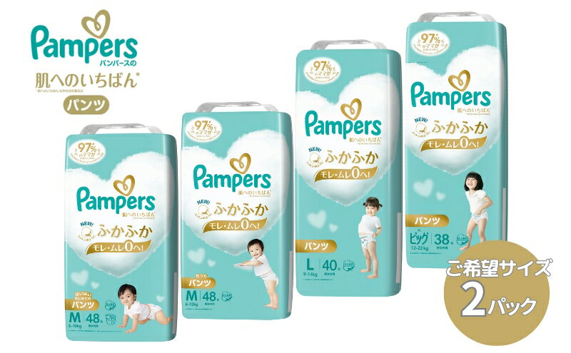 【ふるさと納税】[パンツタイプ] パンパース 「 肌いち 」 2パック[ Pampers おむつ オムツ ]　【 ベビー用品 赤ちゃん用品 紙おむつ Wレイヤー構造 ふかふか 日用品 幼児 乳児 子供 ベビー 孫 】