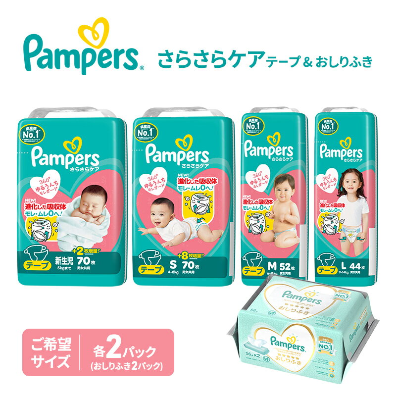 【ふるさと納税】【テープ】さらさらケア 2パック＆おしりふき2パック ［パンパース 紙おむつ 赤ちゃん ベビー 消耗品 日用品 乳児 幼児 子供 オムツ 孫］