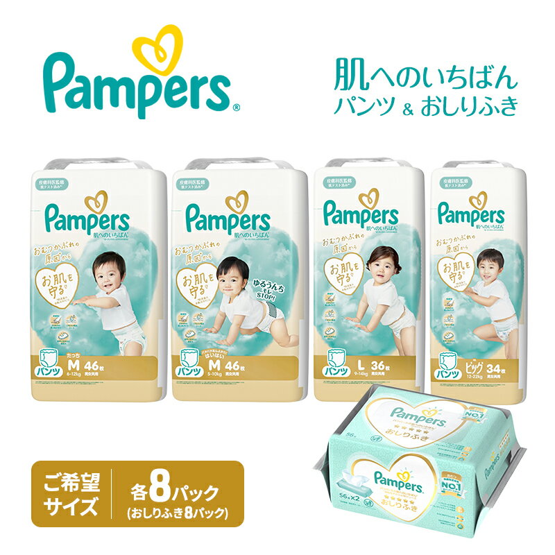 【ふるさと納税】【パンツ】肌いち 8パック＆おしりふき8パック ［パンパース 紙おむつ 赤ちゃん ベ