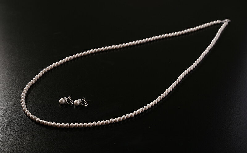 【ふるさと納税】島珠 ロング ネックレス 6mm ＆ イヤリング 7mm セット 真珠 パール ホワイト 貝パール ホワイトパール パールネックレス パールイヤリング アクセサリー ジュエリー 装飾品 日本製 冠婚葬祭 フォーマル しんじゅ しまたま 淡路島 洲本市