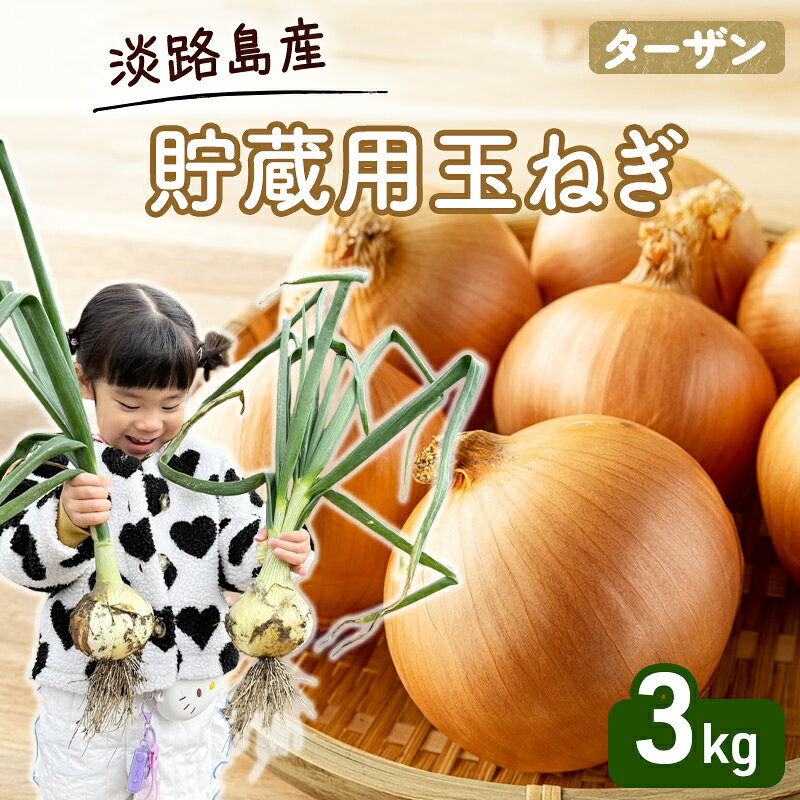 ターザン 淡路島産貯蔵用玉ねぎ 3kg たまねぎ タマネギ 玉葱 野菜 新鮮 長持ち 貯蔵用 カレー シチュー バーベキュー スープ 兵庫県 洲本市 淡路島 お届け：2027年6月中旬～7月下旬