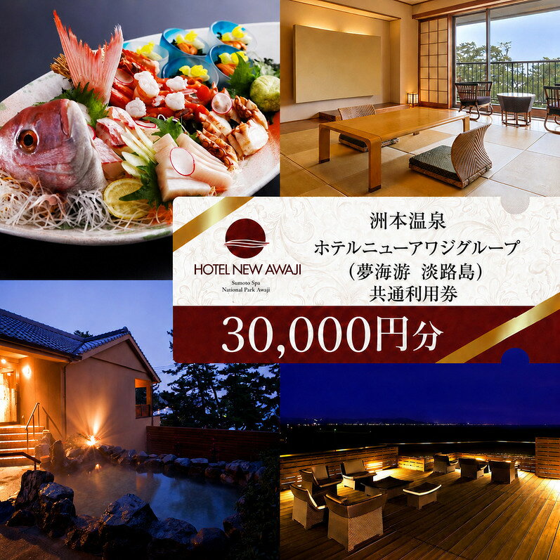 【ふるさと納税】ホテルニューアワジ グループ （夢海游淡路島） 共通 利用券 30000円分 洲本温泉 ホテル 宿 旅行 旅行券 宿泊 宿泊券 温泉 温泉宿泊券 温泉旅行 露天風呂 淡路牛 海鮮 淡路島 洲本市
