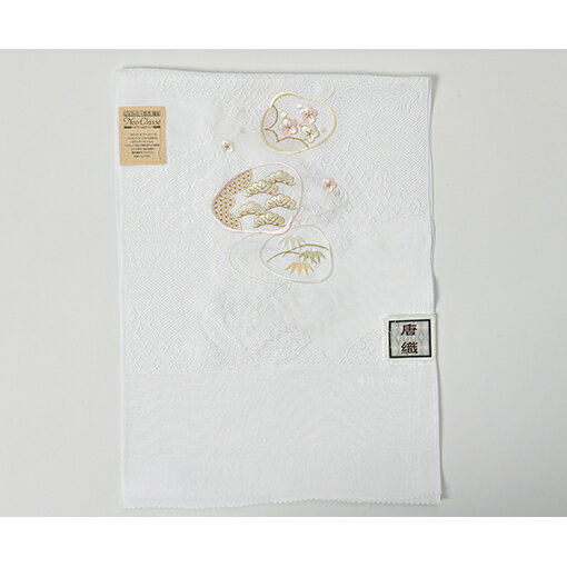 帯揚げ 白地に貝合わせの刺繍 和装 民芸品 工芸品 伝統技術 お届け:ご入金確認後、約1週間ほどで発送いたします。