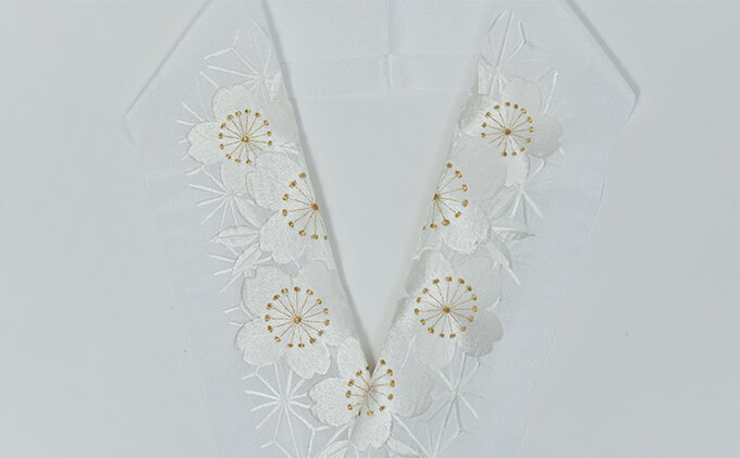 【ふるさと納税】半衿　麻形に大輪の花　ししゅう　白地に白と金の糸 刺繍　半襟　着物用 織物 ファッション 和装 式 篠原縫製　お届け：ご入金確認後、約1週間ほどで発送いたします。