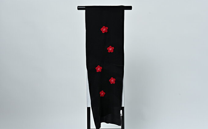 【ふるさと納税】帯揚げ　黒地に赤の絞り　輪出し　しぼり柄　りんだし　帯上げ　着物に 織物 ファッション 和装 式 篠原縫製　お届け：ご入金確認後、約1週間ほどで発送いたします。