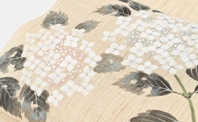 【ふるさと納税】名古屋帯　麻　紫陽花柄　お仕立て上がり　お単衣　絽　紗に　あじさい 和装 伝統技術 ファッション小物 篠原縫製　お届け：ご入金確認後、約2週間ほどで発送いたします。