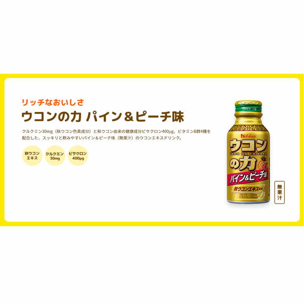 【ふるさと納税】ハウスウェルネスフーズ ウコンの力 パイン＆ピーチ味 A 100ml ボトル缶 1セット（ 30本 ）　飲料 ドリンク ウコンの力 ウコン ウコンエキスドリンク 飲み会 お酒 二日酔い 兵庫県 伊丹市 果汁飲料 ジュース 飲料類 セット